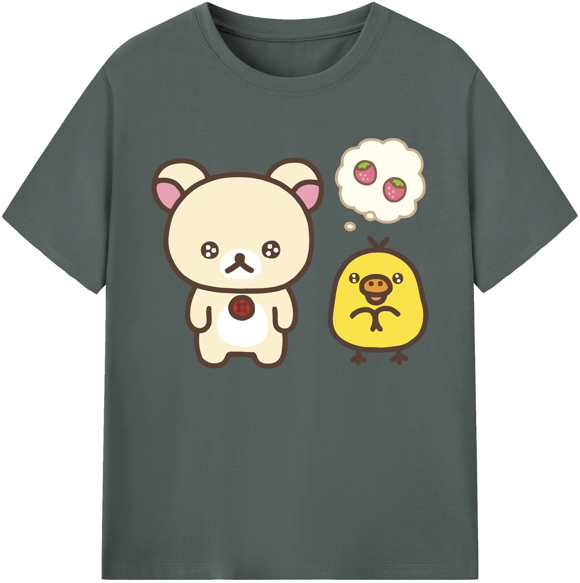（画像用） リラックマ リラックマ キイロイトリ Rilakkuma Korilakkuma Kiiroitori 綿100％ メンズ半袖Tシャツ｜肌触りやわらか＆通気性